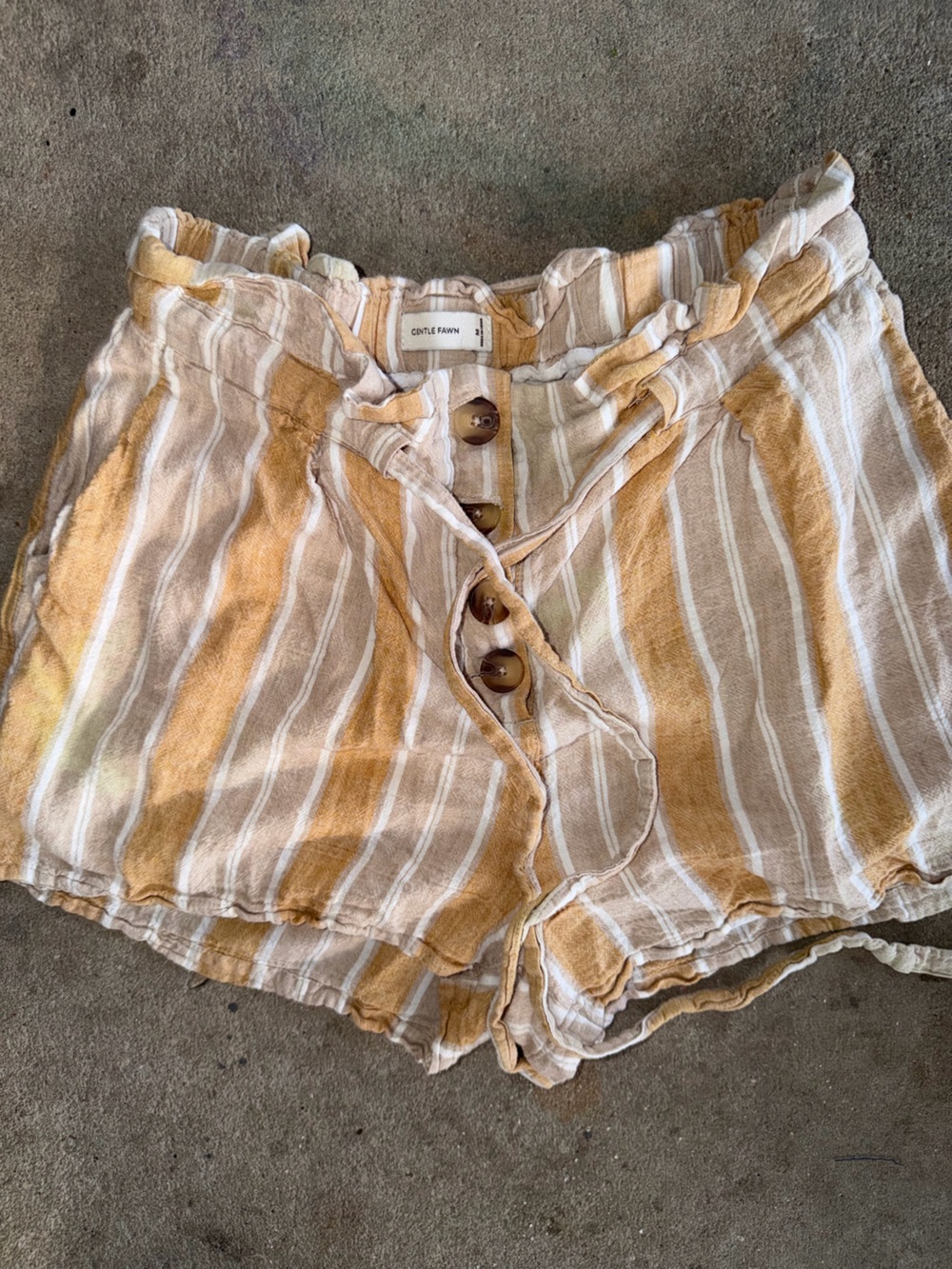 Gentle Fawn Yellow and White Striped Button-Front Shorts